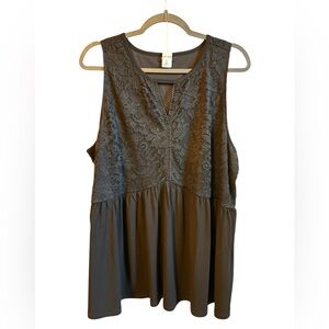 Torrid Black Top with Lace Accents. EUC
